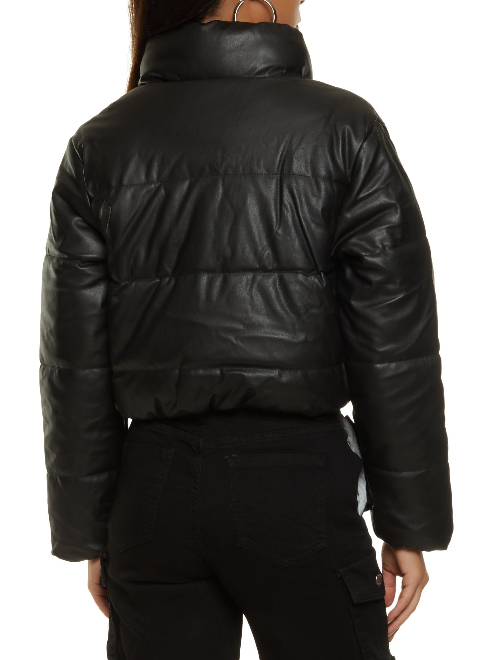 Faux Leather Cropped Puffer Jacket sold by Rainbow product image thumbnail 2