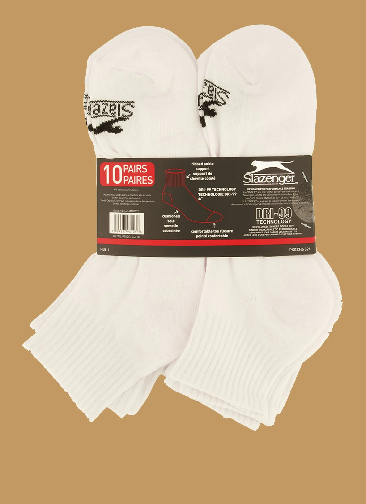 Mens Cushioned Quarter Socks 10 Pack sold by Rainbow product image thumbnail 5