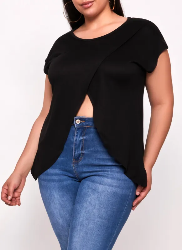 Plus Size Short Sleeve Tulip Hem Top sold by Rainbow