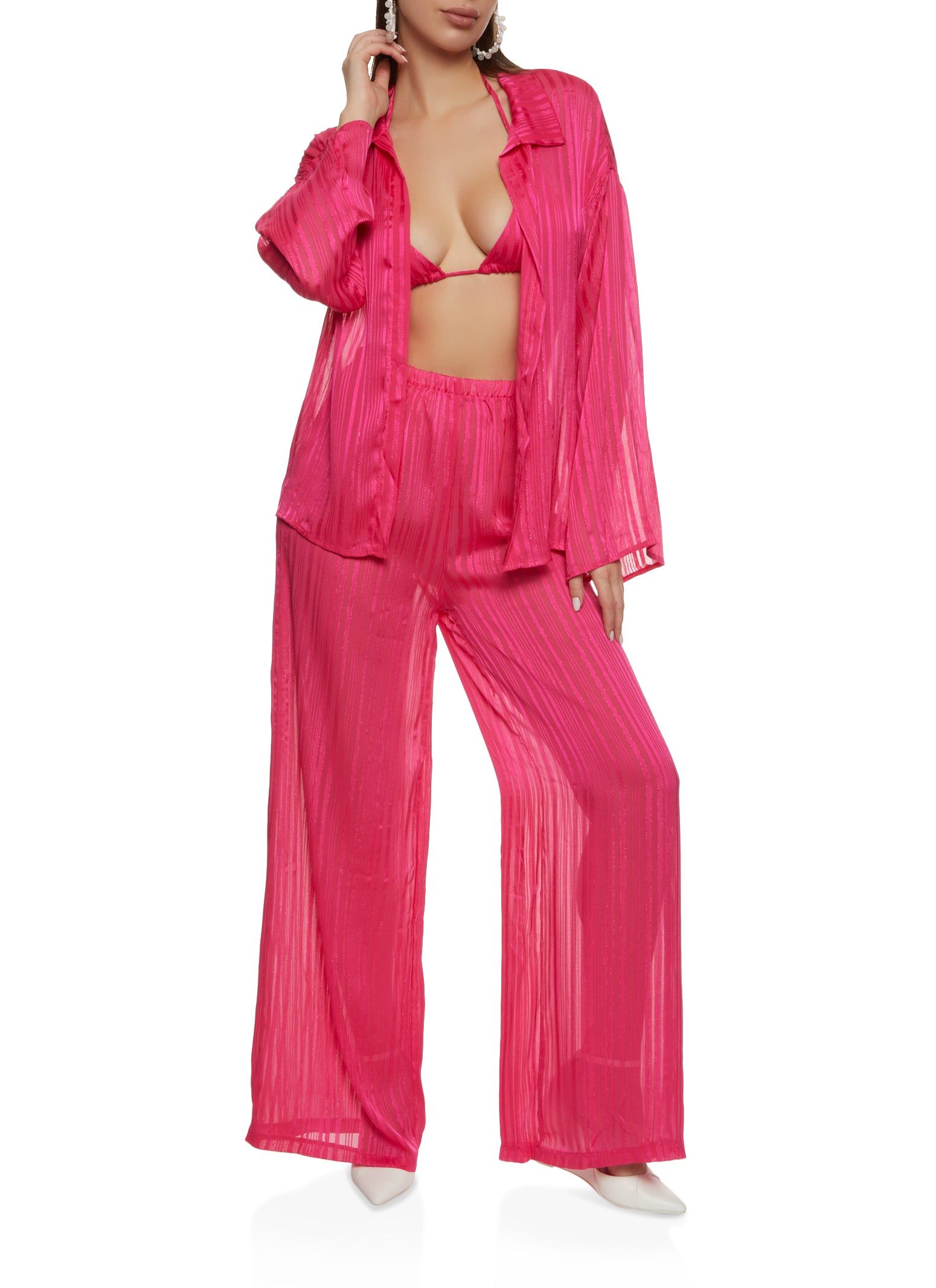 Lurex Shadow Stripe Open Front Top and Halter Top sold by Rainbow product image thumbnail 2