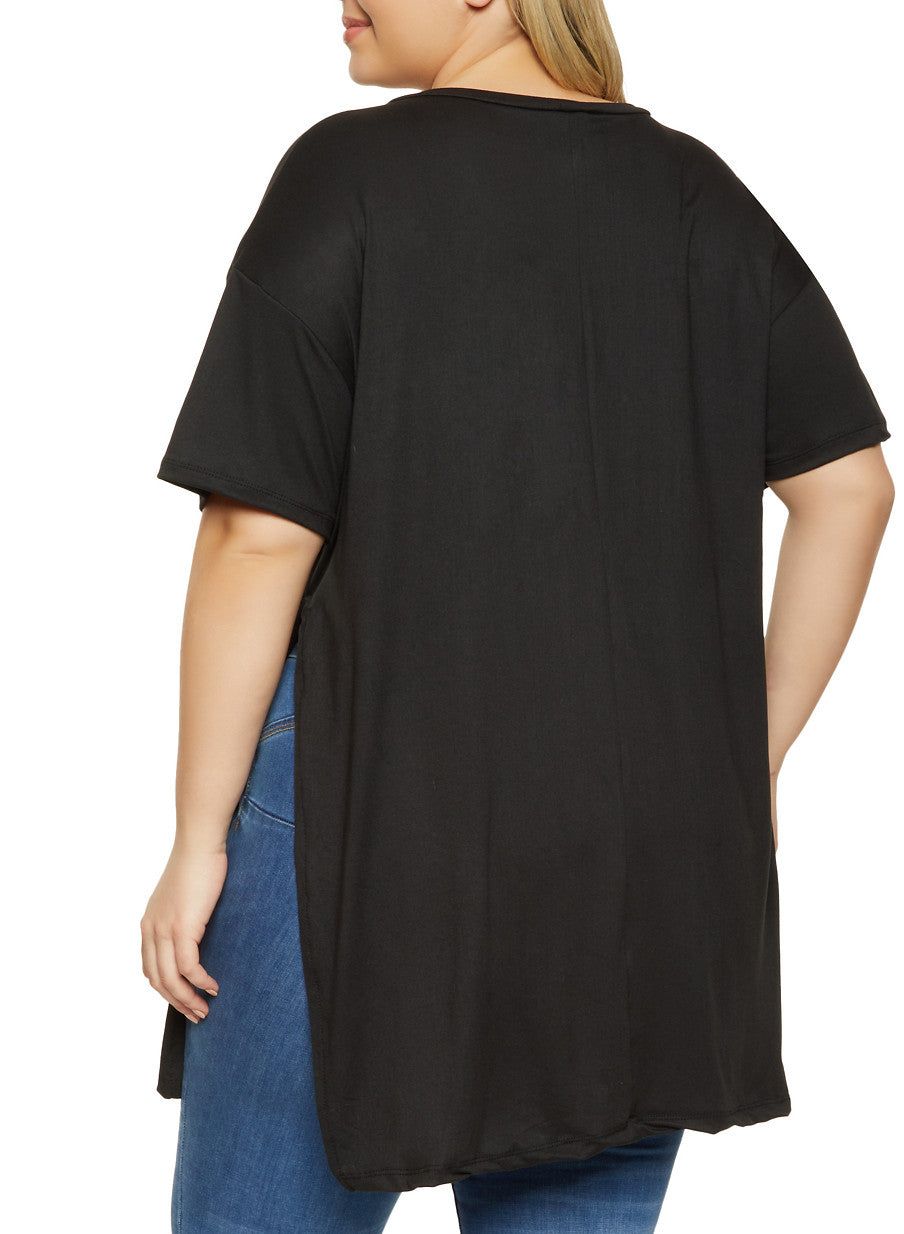 Plus Size Side Slit V Neck Tee sold by Rainbow product image thumbnail 2