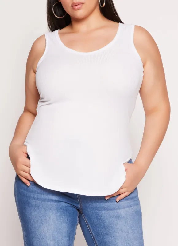 Plus Size Ribbed Scoop Neck Tank Top sold by Rainbow