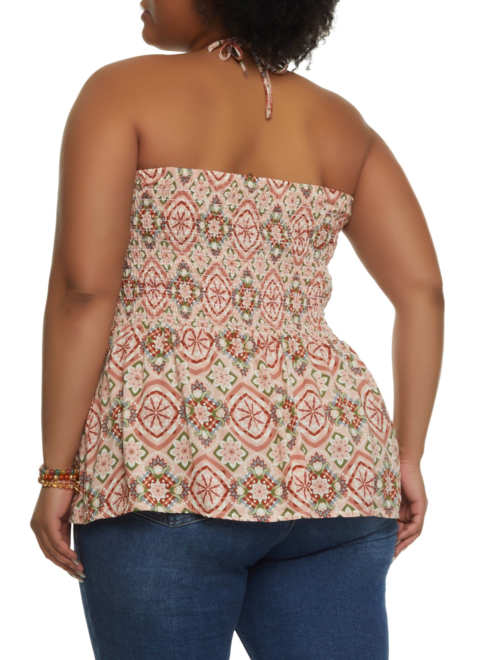 Plus Size Floral Print Beaded Halter Top sold by Rainbow product image thumbnail 2