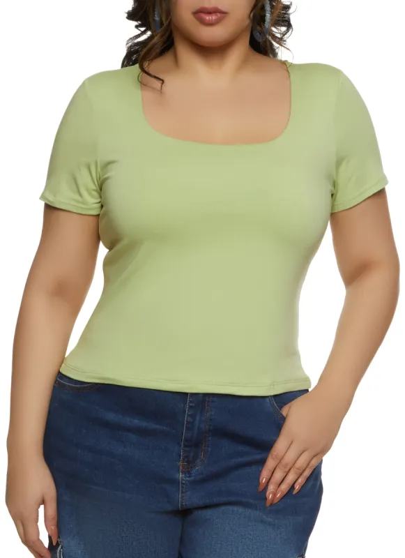 Plus Size Basic Square Neck Tee sold by Rainbow