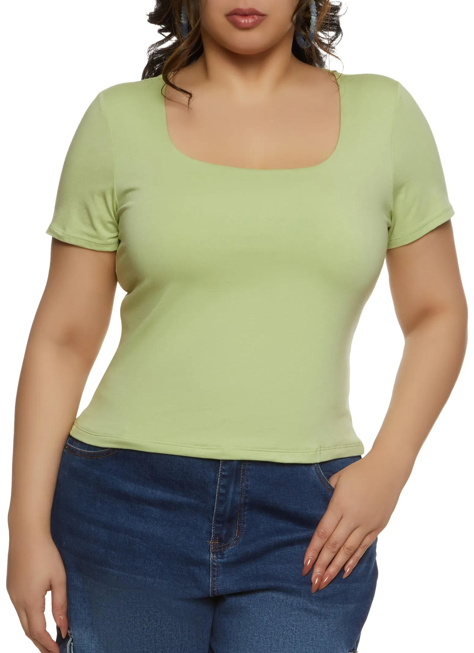 Plus Size Basic Square Neck Tee sold by Rainbow