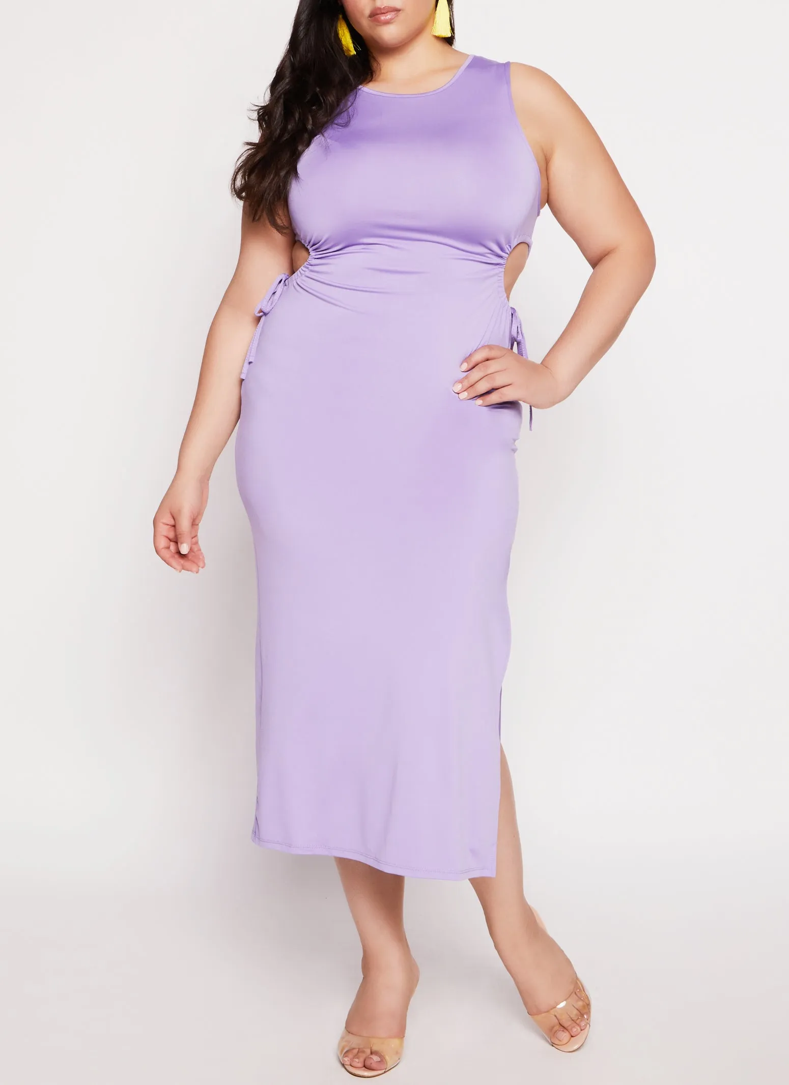 Plus Size Drawstring Cut Out Tank Dress sold by Rainbow