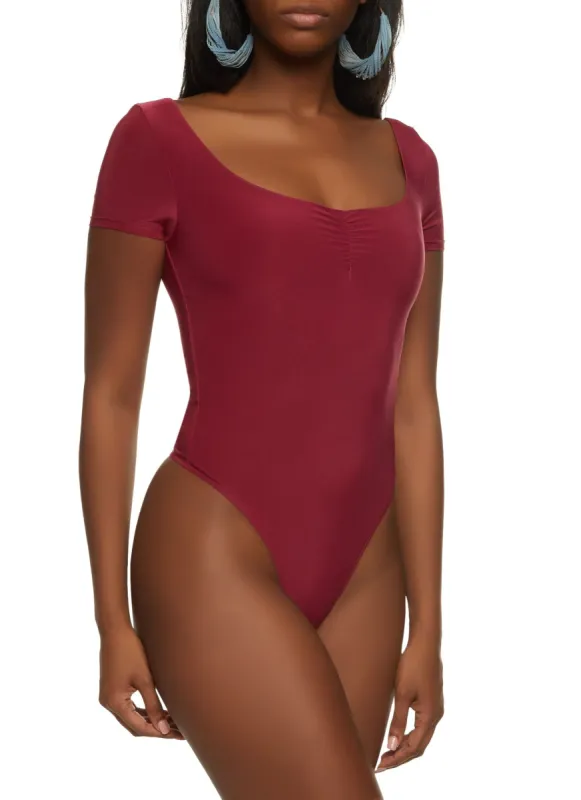 Ruched Front Scoop Neck Bodysuit sold by Rainbow