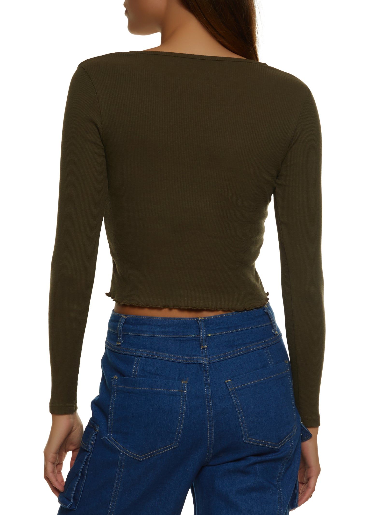 Ribbed Lettuce Edge Henley Top sold by Rainbow product image thumbnail 2