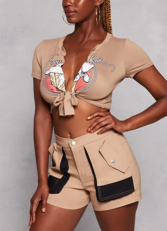 Cowboy Tie Front Graphic Tee sold by Rainbow