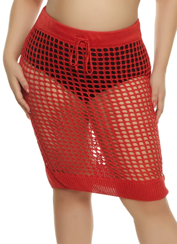 Plus Size High Waist Crochet Skirt sold by Rainbow
