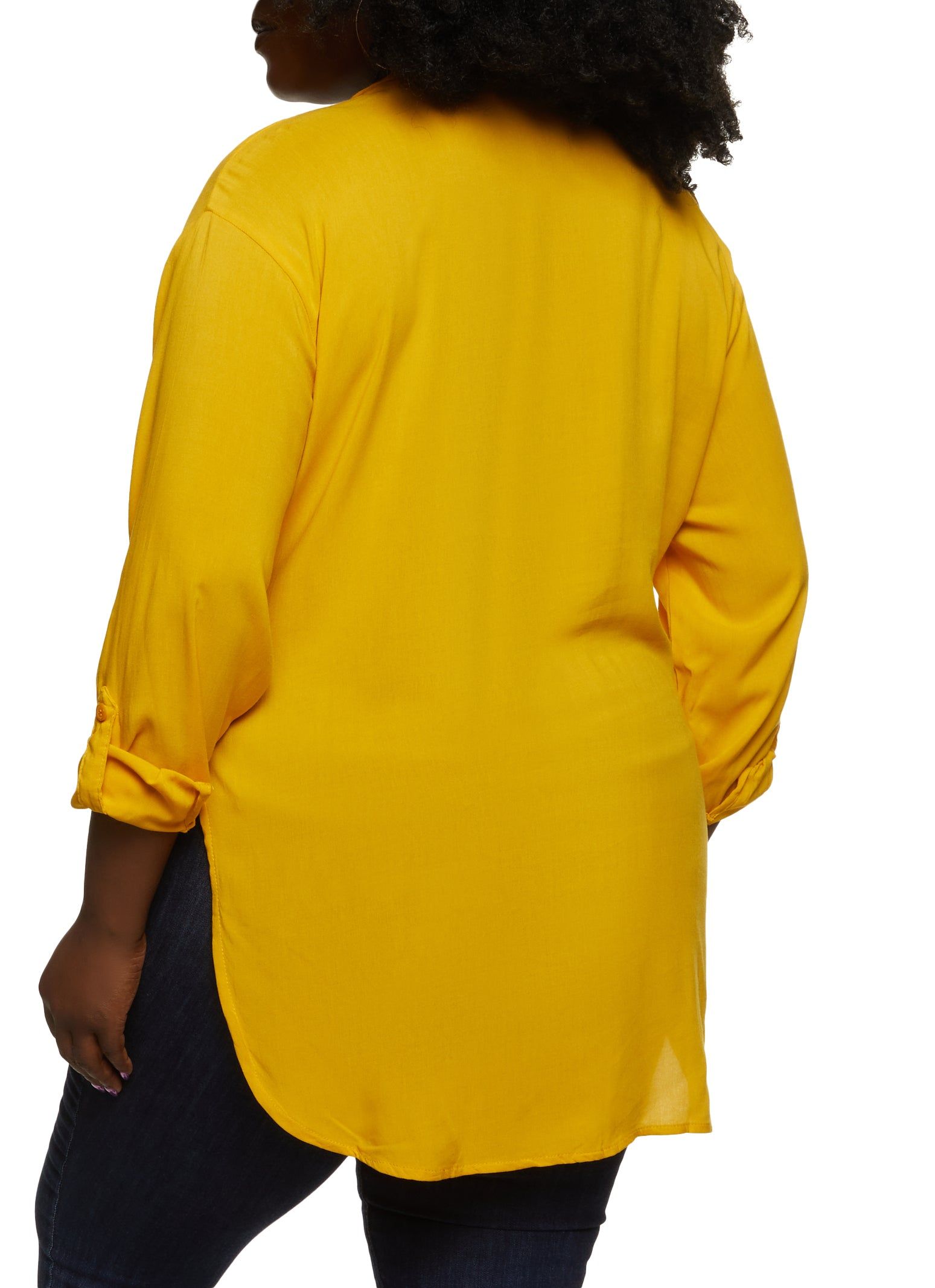 Plus Size Solid Button Front Tunic Shirt sold by Rainbow product image thumbnail 2