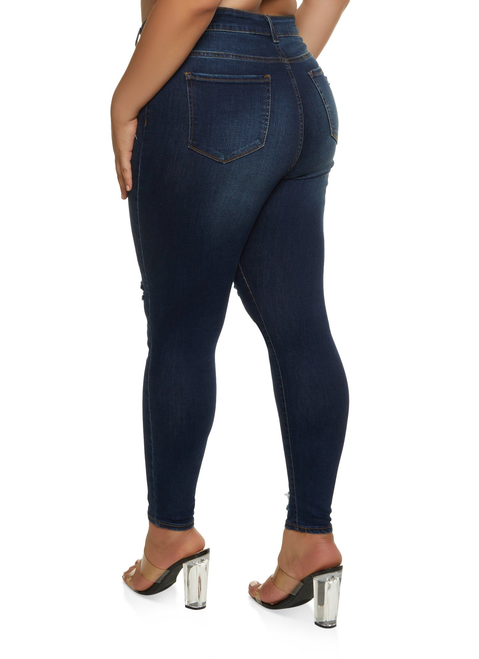 Plus Size WAX Distressed High Waist Skinny Jeans sold by Rainbow product image thumbnail 2