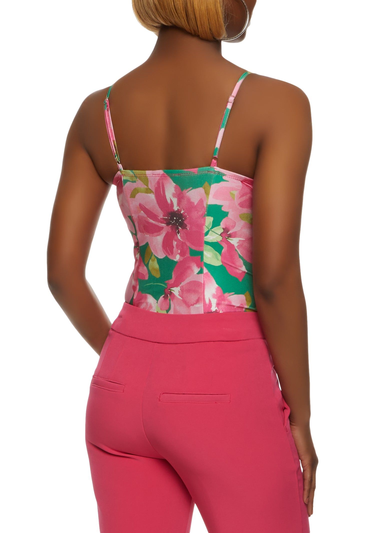 Satin Floral Print Ruched Bustier Bodysuit sold by Rainbow product image thumbnail 3