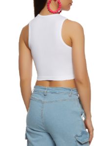 Laser Cut Front Cropped Tank Top sold by Rainbow