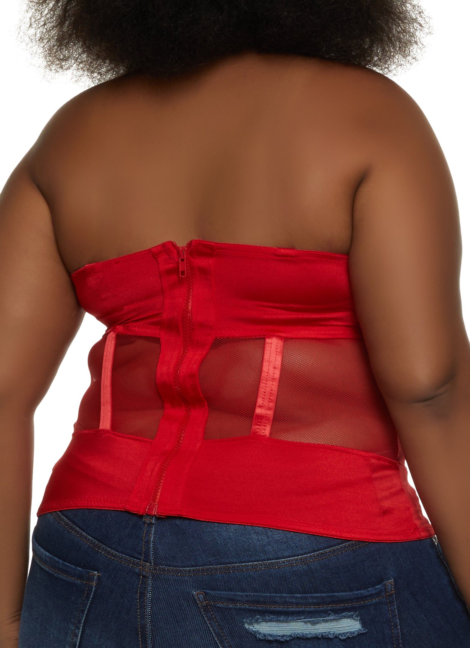 Plus Size Mesh Detail Studded Bustier Top sold by Rainbow product image thumbnail 5
