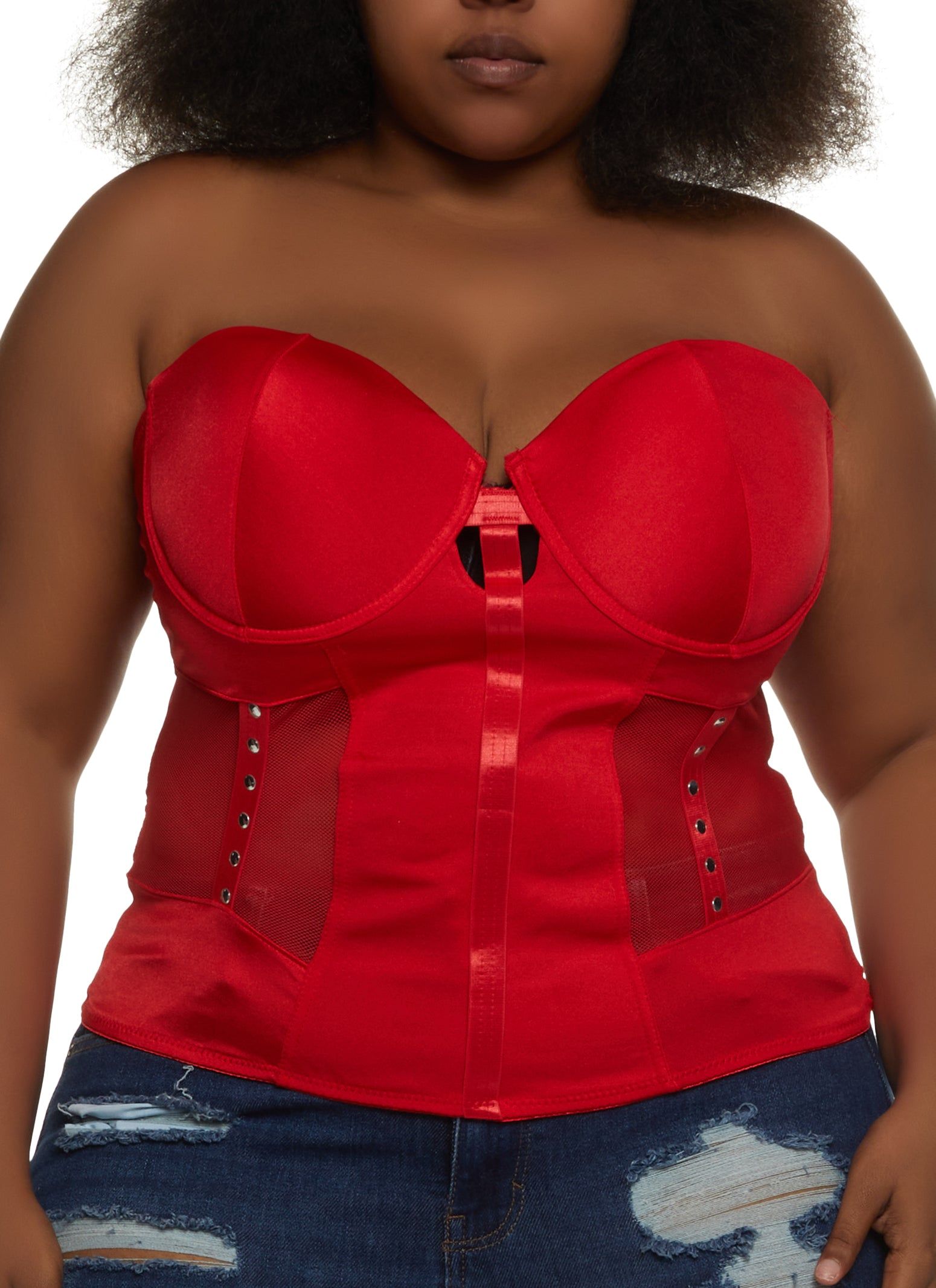 Plus Size Mesh Detail Studded Bustier Top sold by Rainbow product image thumbnail 2