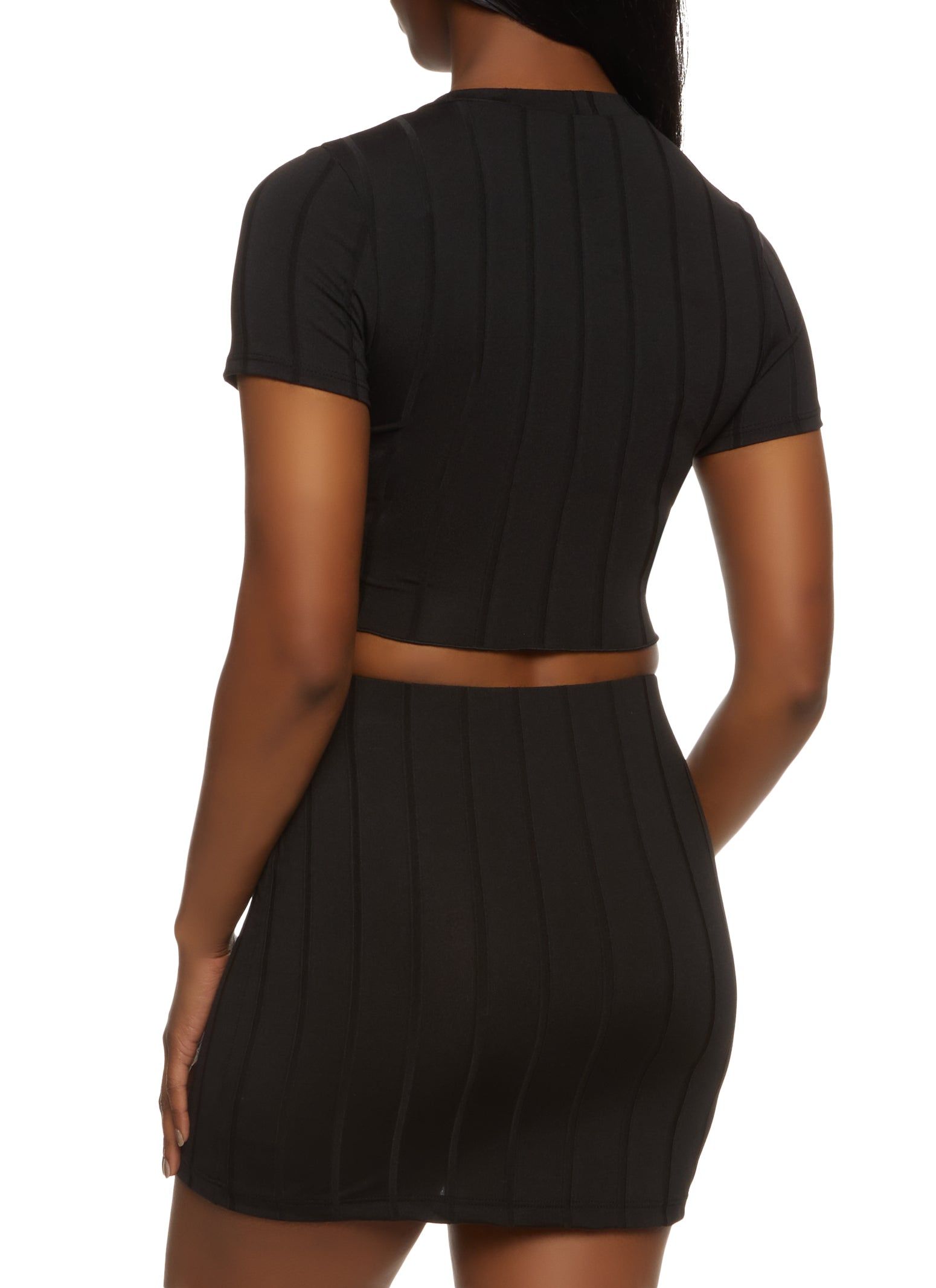 Ribbed Crew Neck Hanky Hem Tee sold by Rainbow product image thumbnail 3