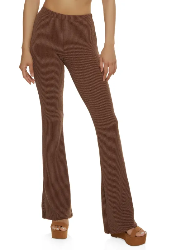 Ribbed Knit High Waisted Flared Pants sold by Rainbow