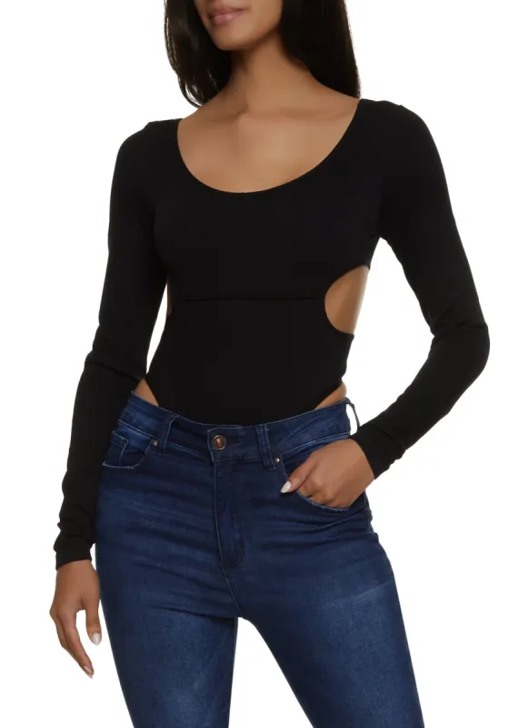 Ribbed Scoop Neck Cut Out Bodysuit sold by Rainbow