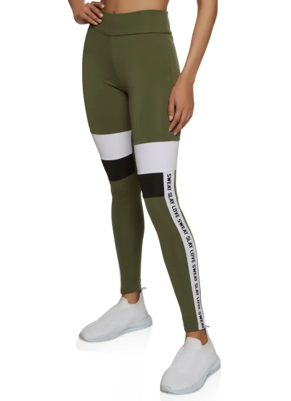 Contrast Trim Mesh Insert Active Leggings sold by Rainbow