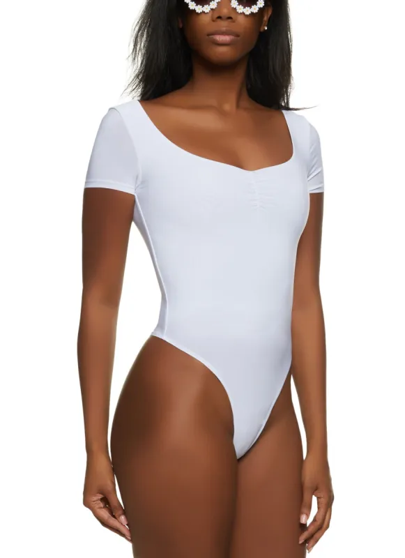 Ruched Front Scoop Neck Bodysuit sold by Rainbow