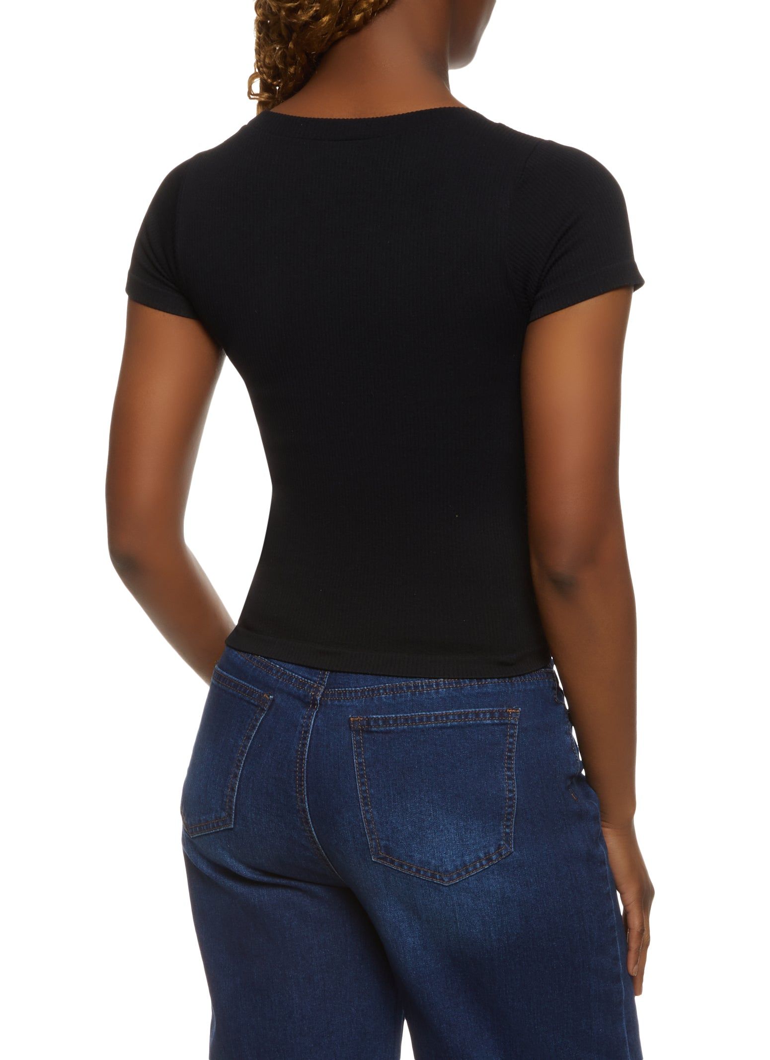 Basic Ribbed Crew Neck Tee sold by Rainbow product image thumbnail 2