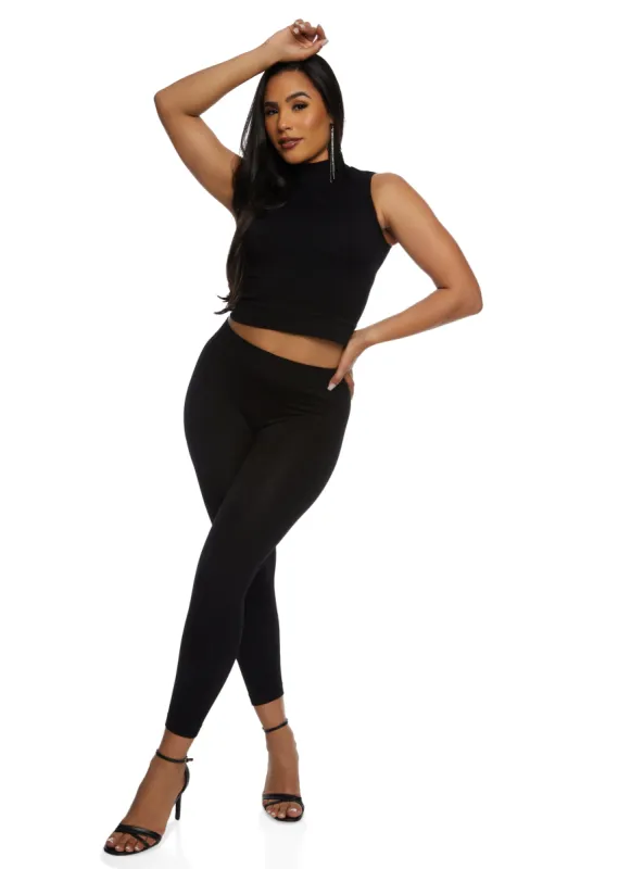 Seamless Ribbed Mock Neck Top and Leggings sold by Rainbow