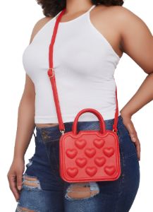 Faux Leather Heart Embossed Crossbody Bag sold by Rainbow