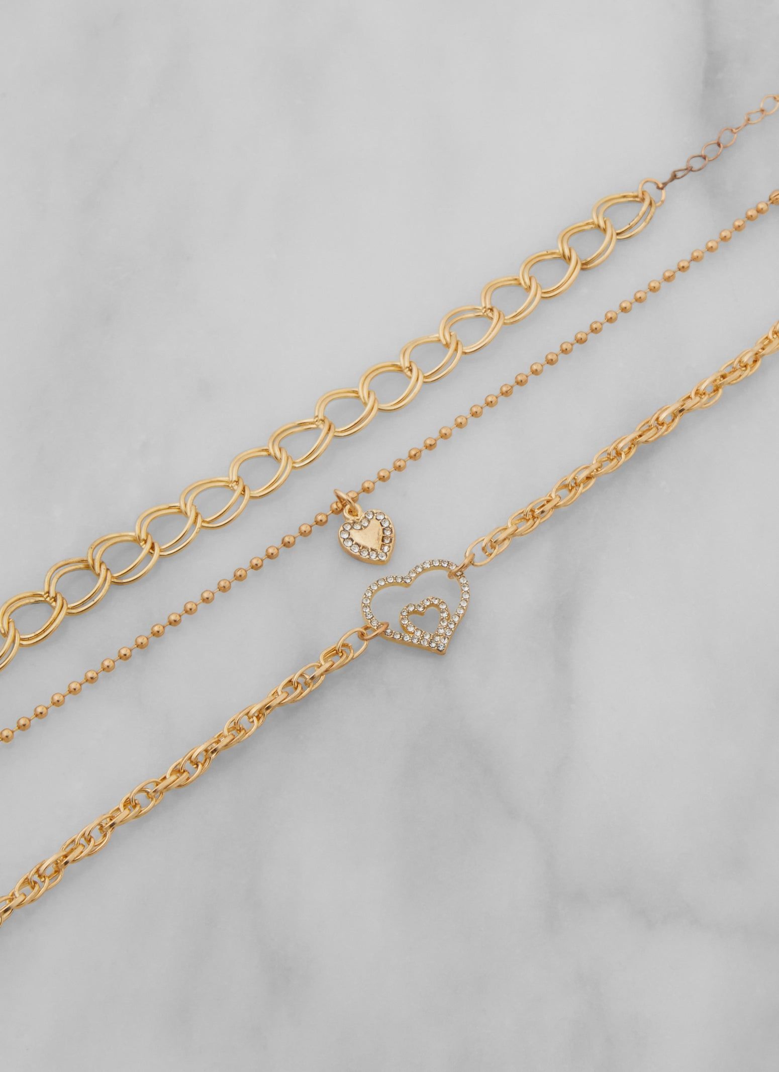 Rhinestone Heart Anklet Trio and Toe Ring sold by Rainbow product image thumbnail 2