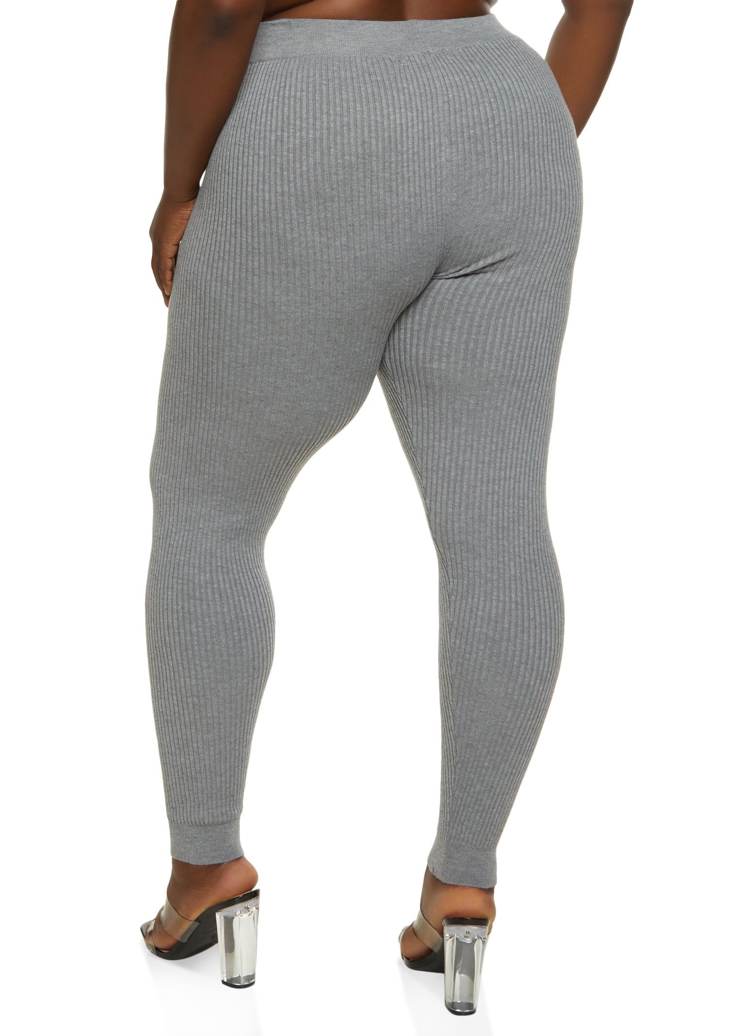 Plus Size Ribbed High Waist Leggings sold by Rainbow product image thumbnail 2