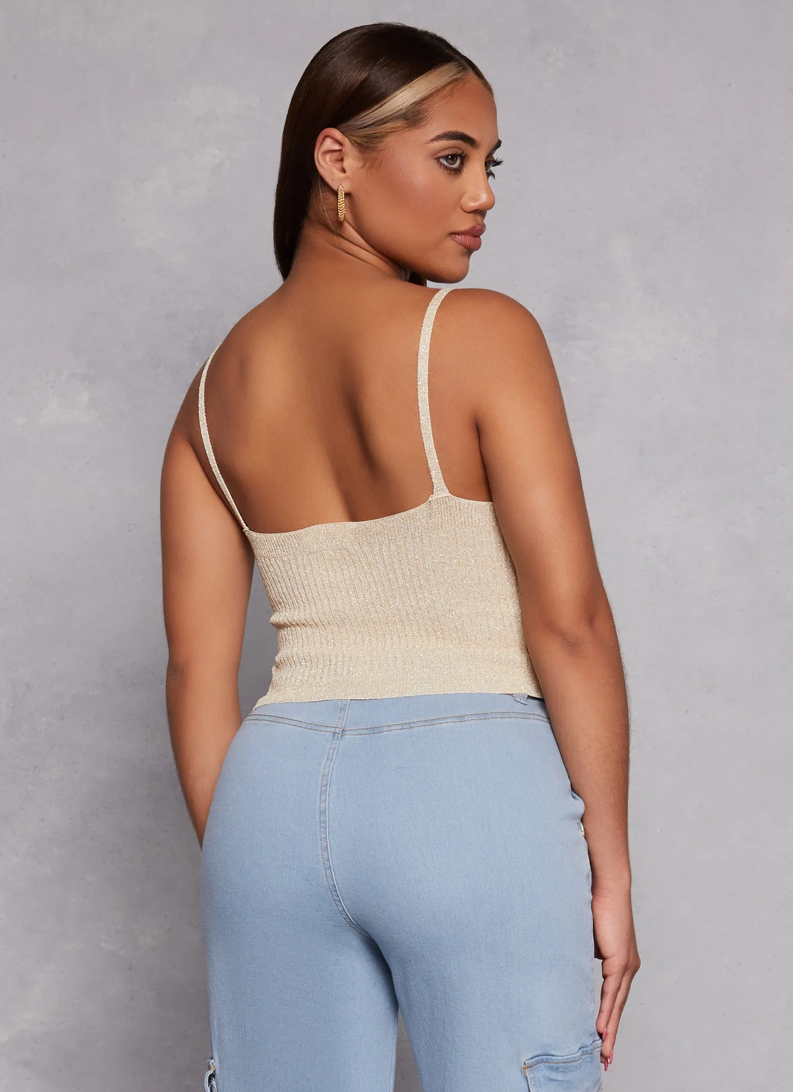 Lurex Ribbed Knit Cropped Cami sold by Rainbow product image thumbnail 3