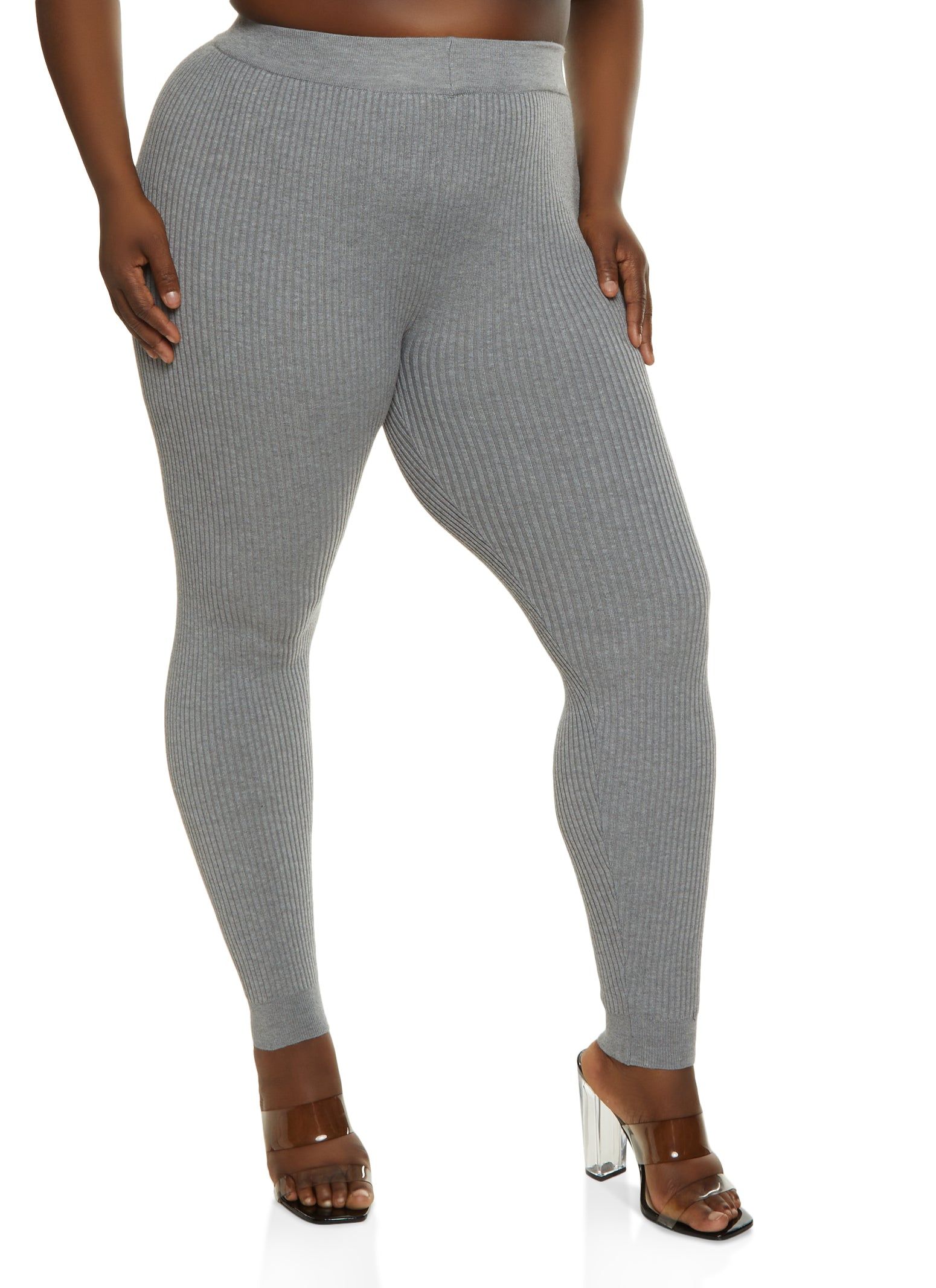 Plus Size Ribbed High Waist Leggings sold by Rainbow