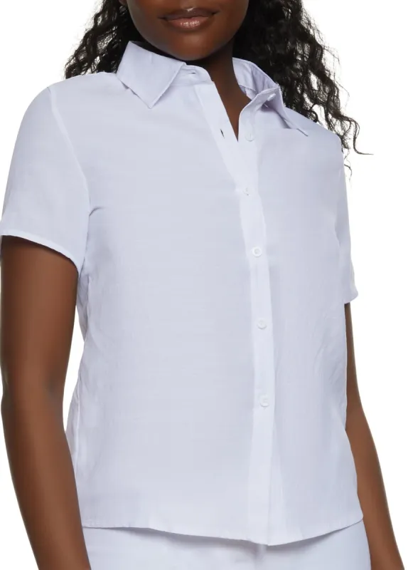Solid Button Down Short Sleeve Shirt sold by Rainbow