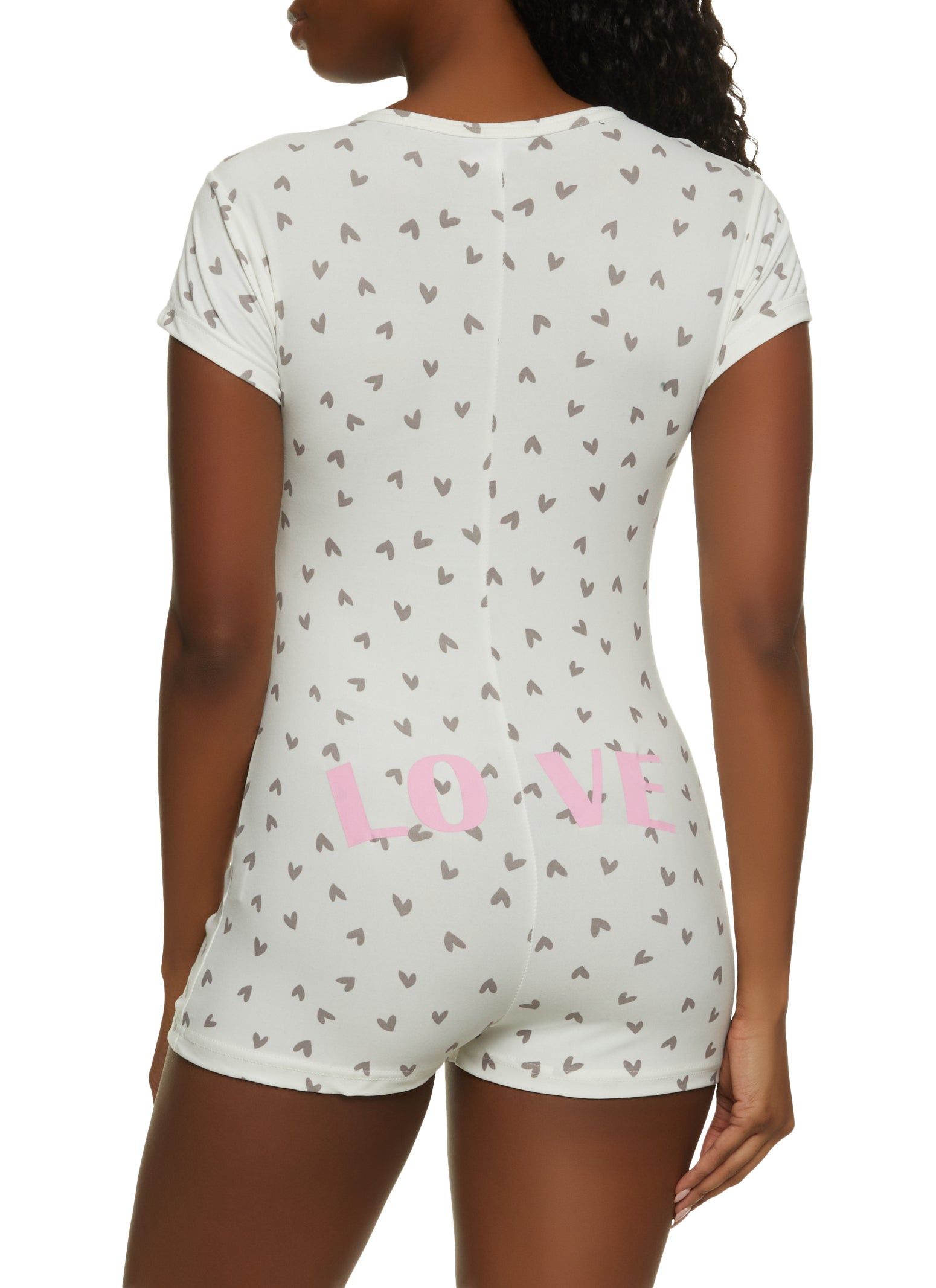Heart Print Love Graphic Pajama Romper sold by Rainbow product image thumbnail 2