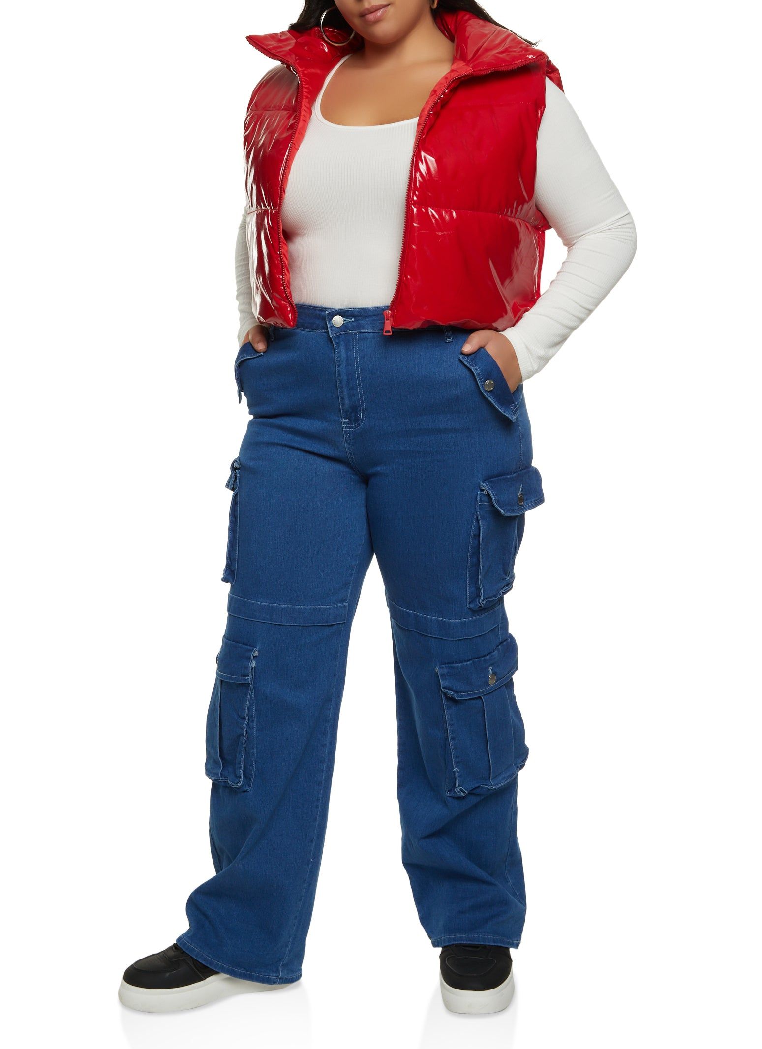 Plus Size High Waist Wide Leg Cargo Jeans sold by Rainbow product image thumbnail 2