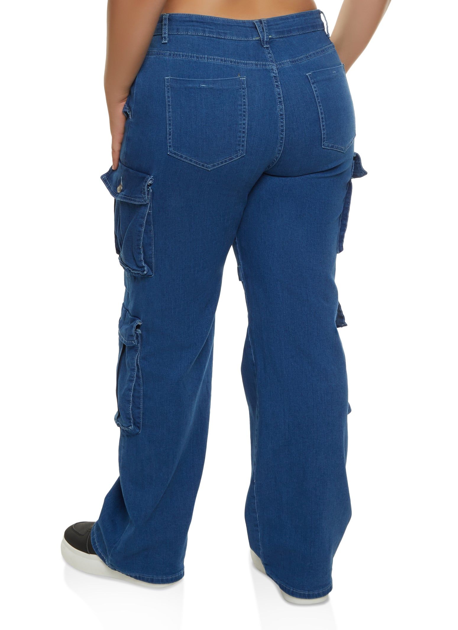 Plus Size High Waist Wide Leg Cargo Jeans sold by Rainbow product image thumbnail 3