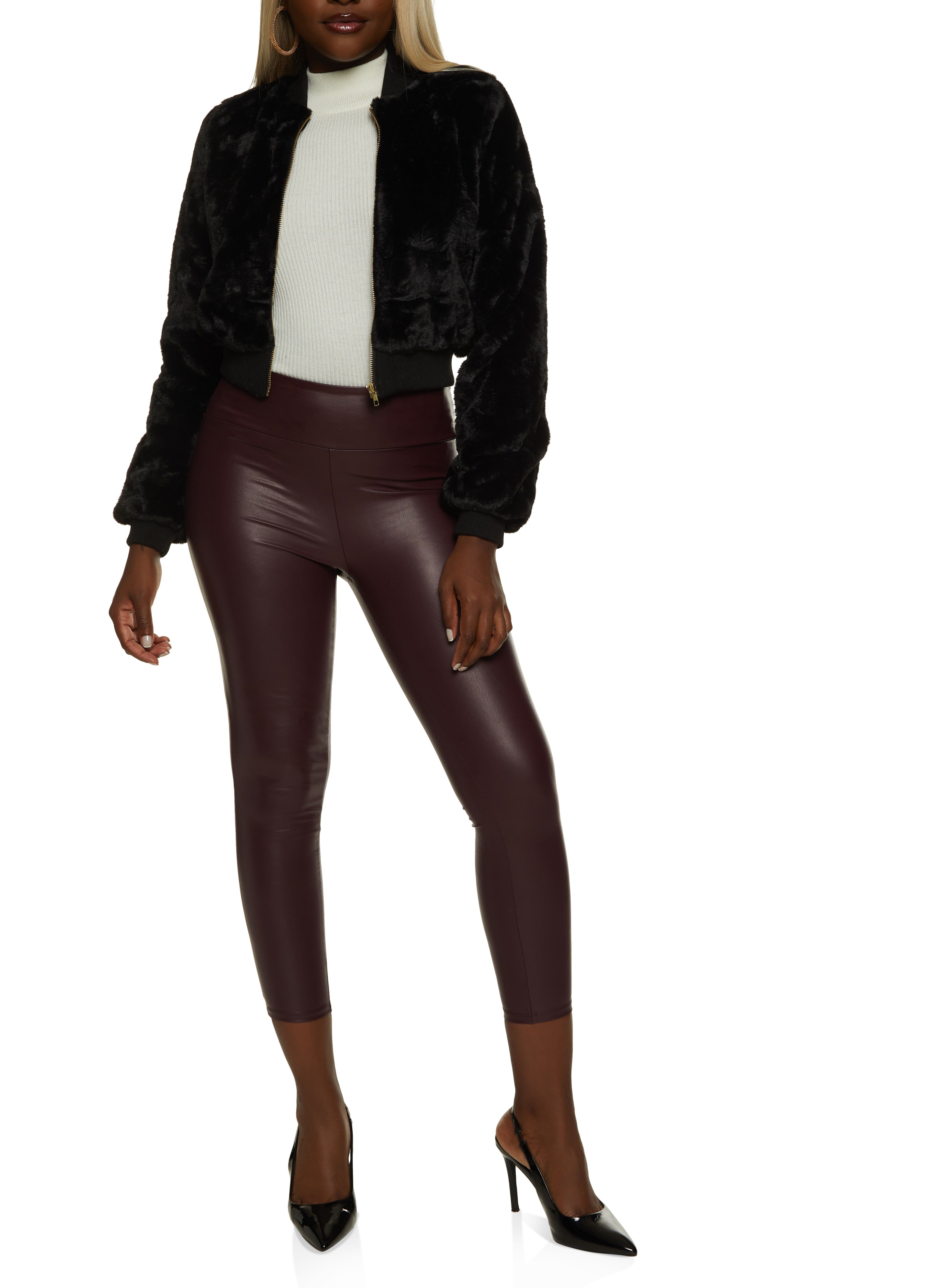 Faux Fur Cropped Bomber Jacket sold by Rainbow product image thumbnail 2