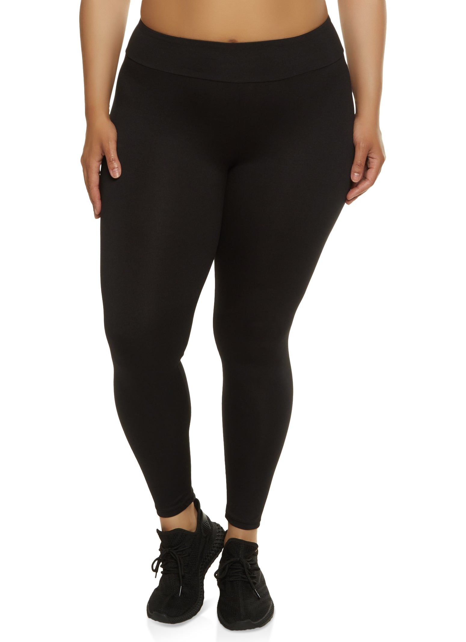 Plus Size High Waist Wide Waistband Leggings sold by Rainbow