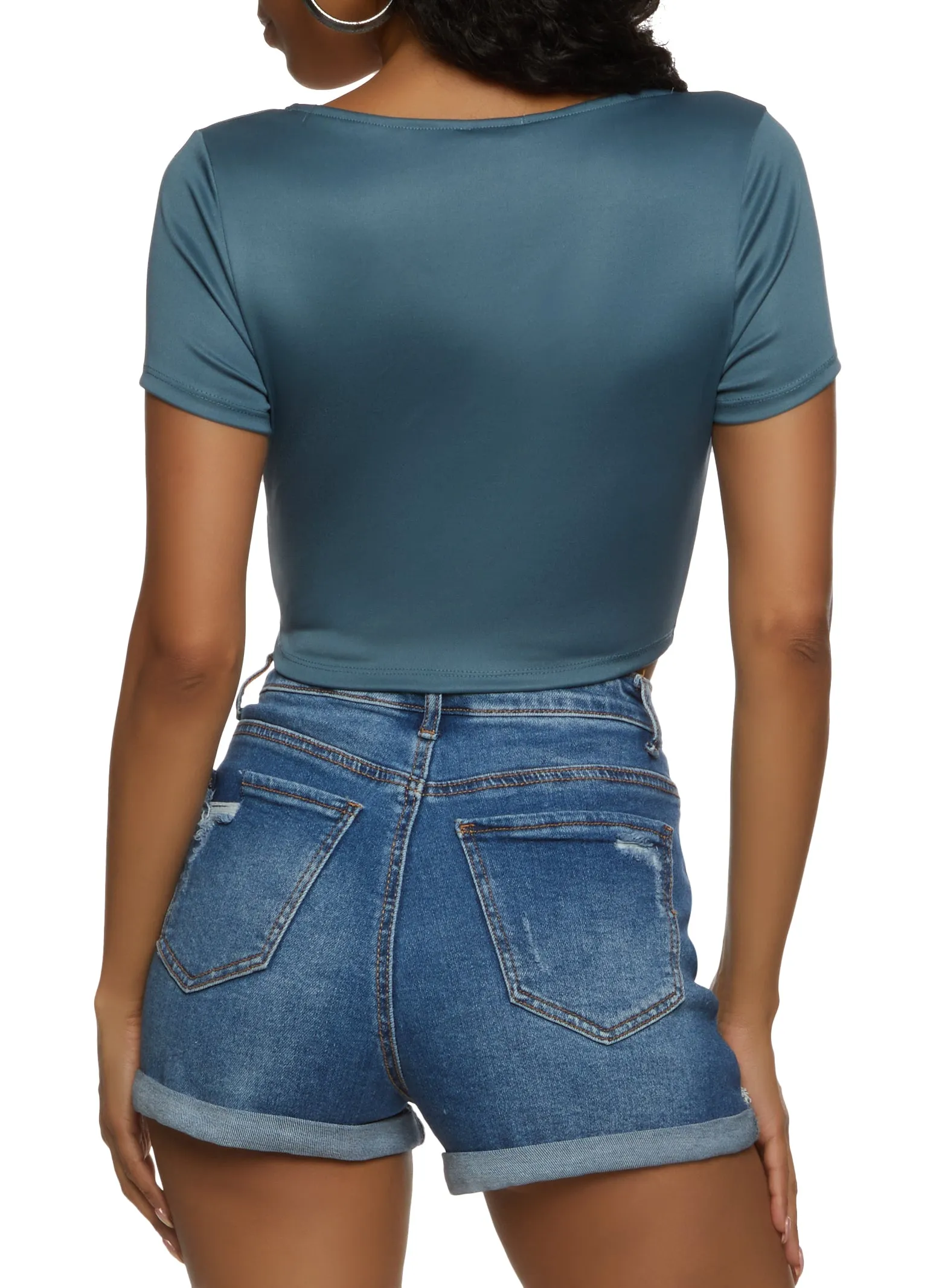 Cut Out Lace Up Front Crop Top sold by Rainbow product image thumbnail 2