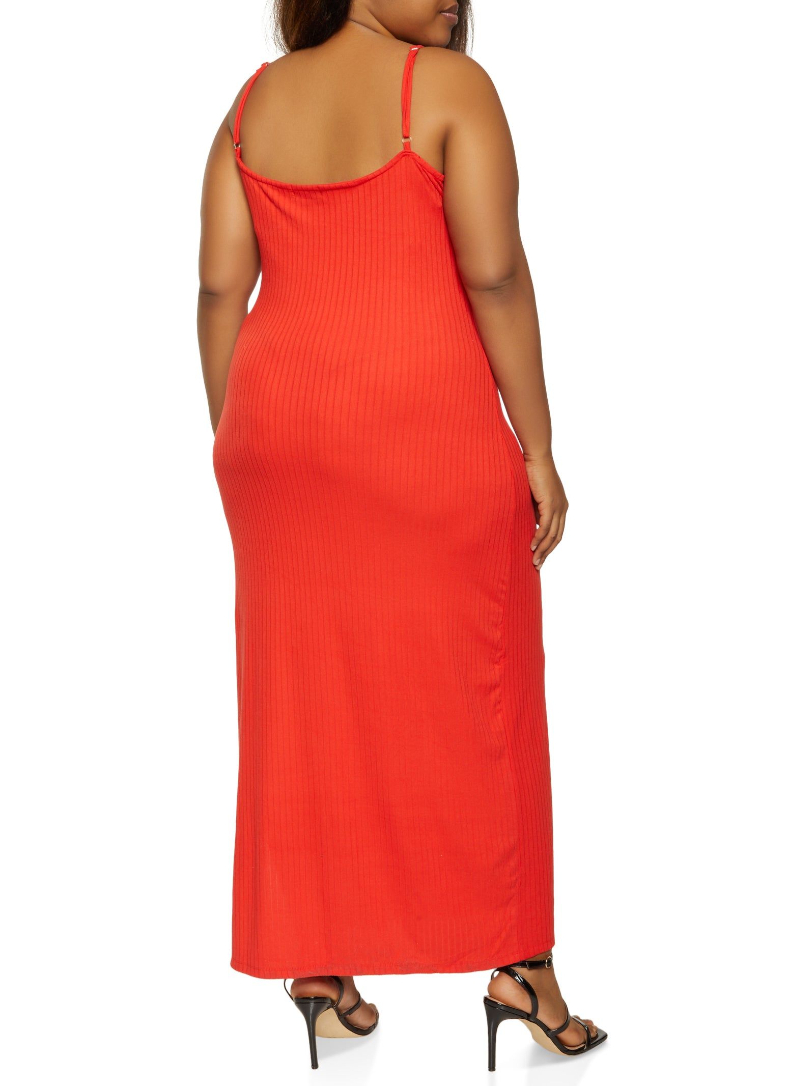 Plus Size Ribbed Knit Solid Side Slit Dress sold by Rainbow product image thumbnail 3