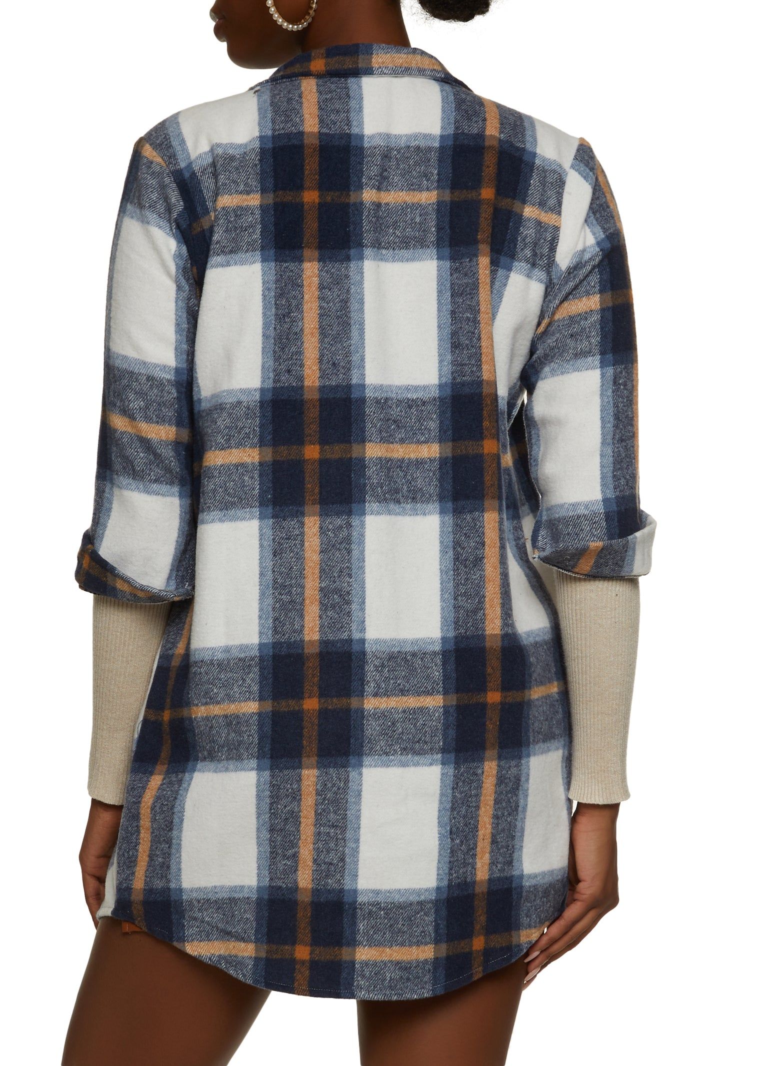 Plaid Flannel Quarter Sleeve Shacket sold by Rainbow product image thumbnail 3