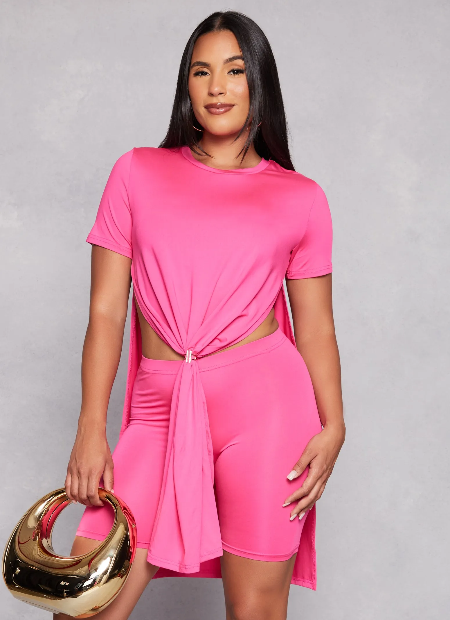 Daisy Crew Neck Side Slit Tunic Tee sold by Rainbow