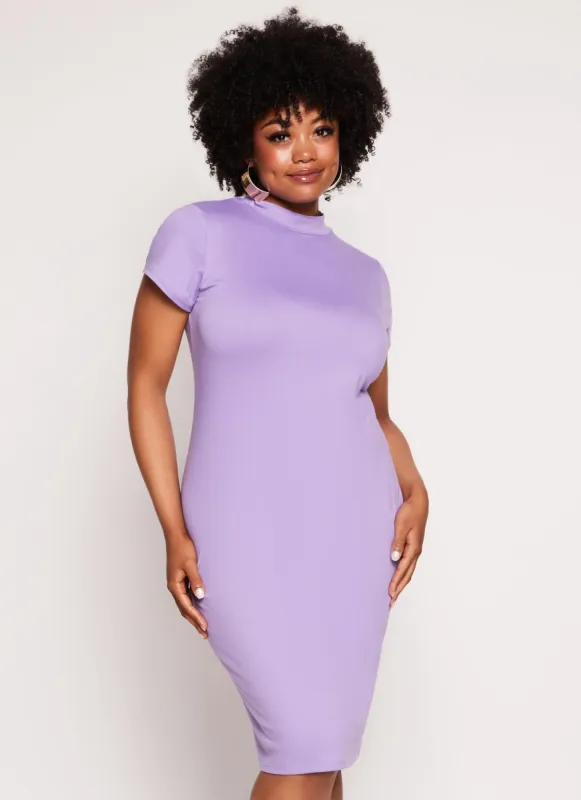 Plus Size Mock Neck T Shirt Dress sold by Rainbow
