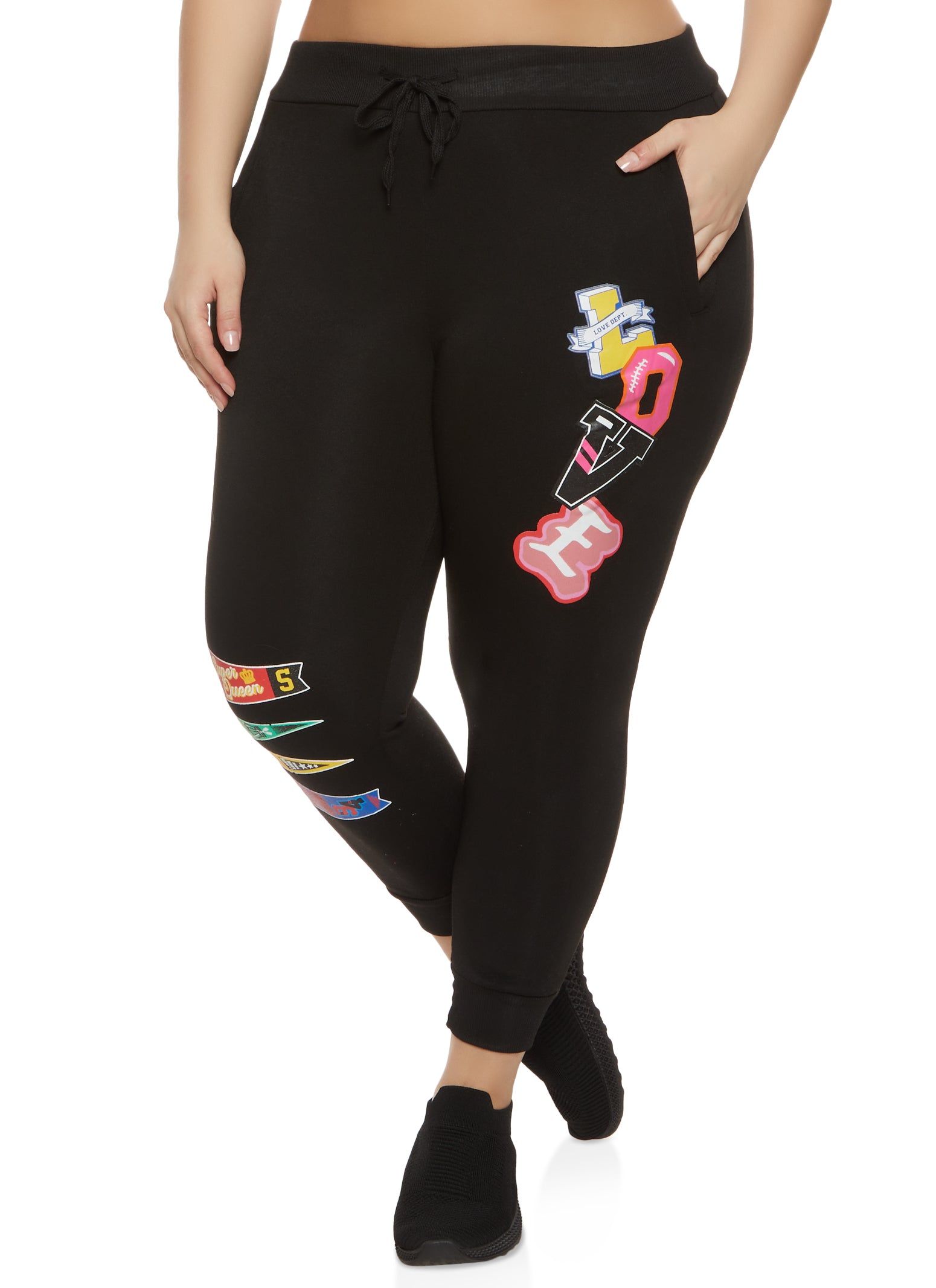 Plus Size Love Patch Graphic Joggers sold by Rainbow