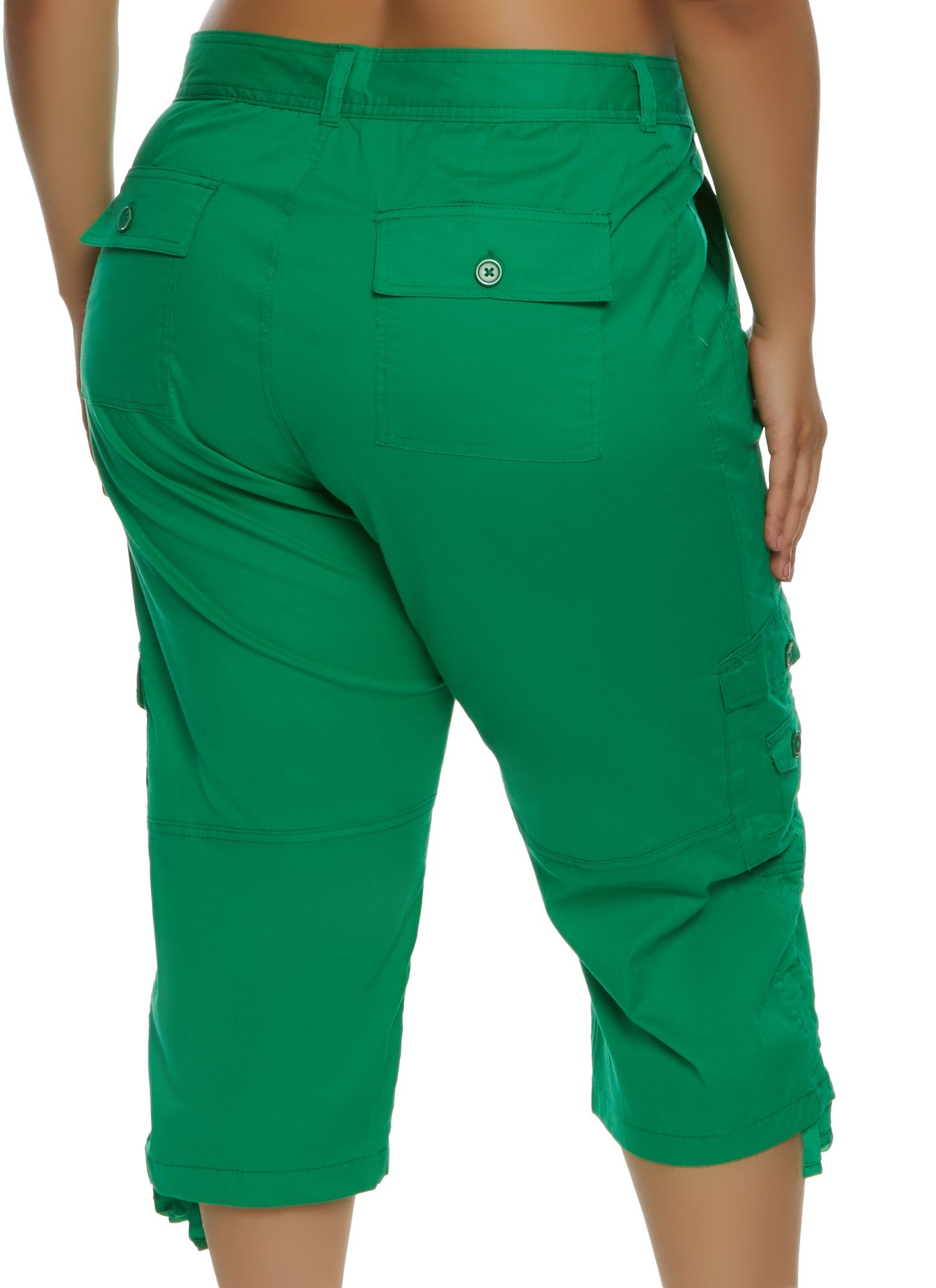 Plus Size Zip Pocket Detail Tie Cuff Capri Pants sold by Rainbow product image thumbnail 2