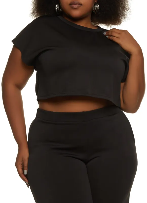 Plus Size Solid Cropped Tee sold by Rainbow