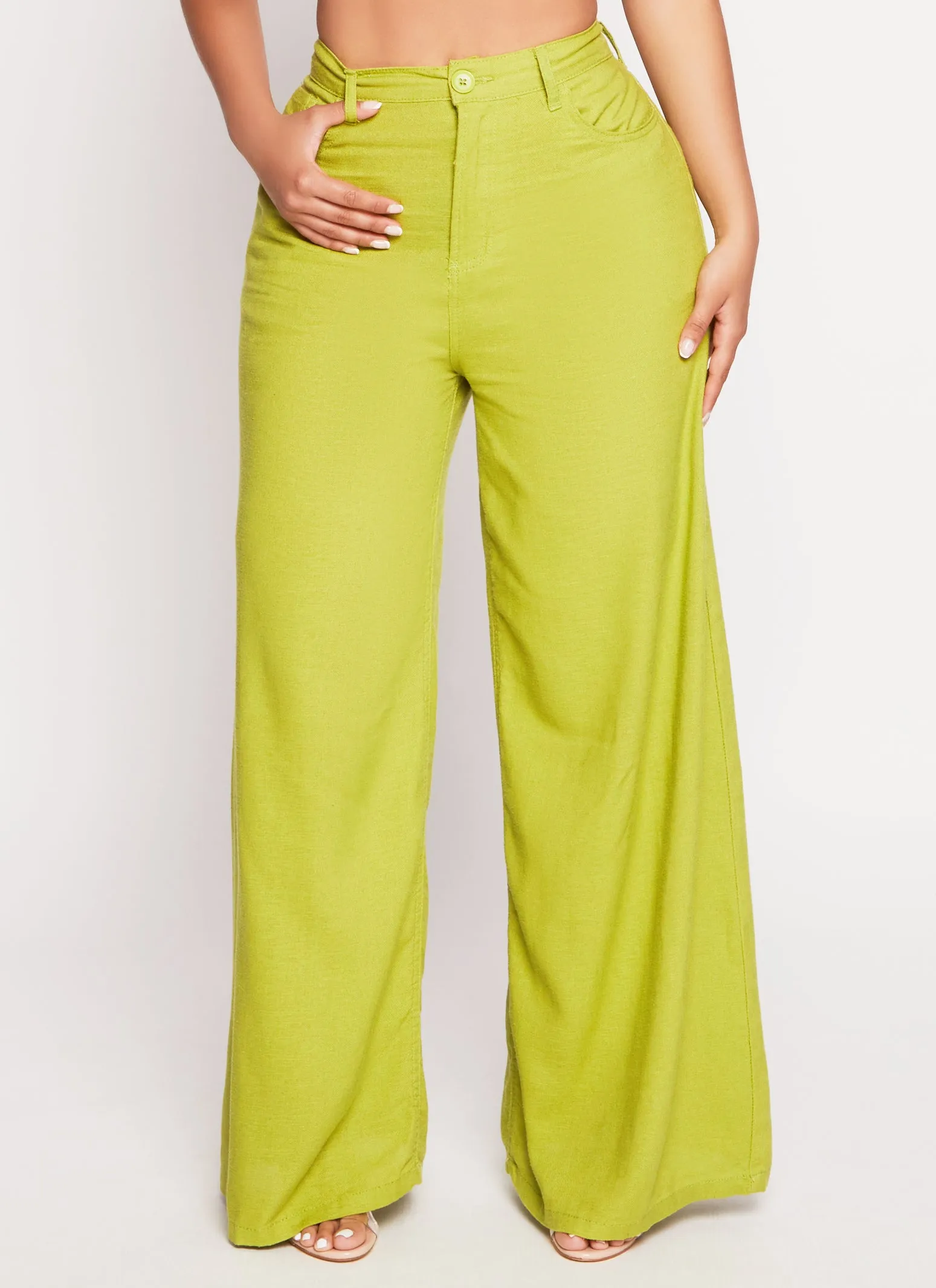Solid Linen High Waisted Wide Leg Pants sold by Rainbow product image thumbnail 2