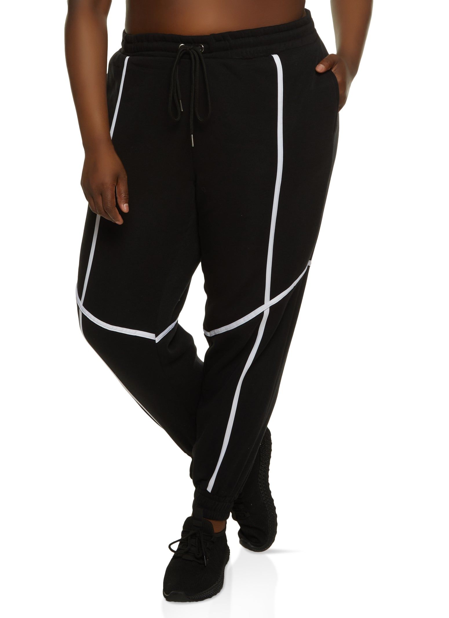 Plus Size Contrast Piping Joggers sold by Rainbow