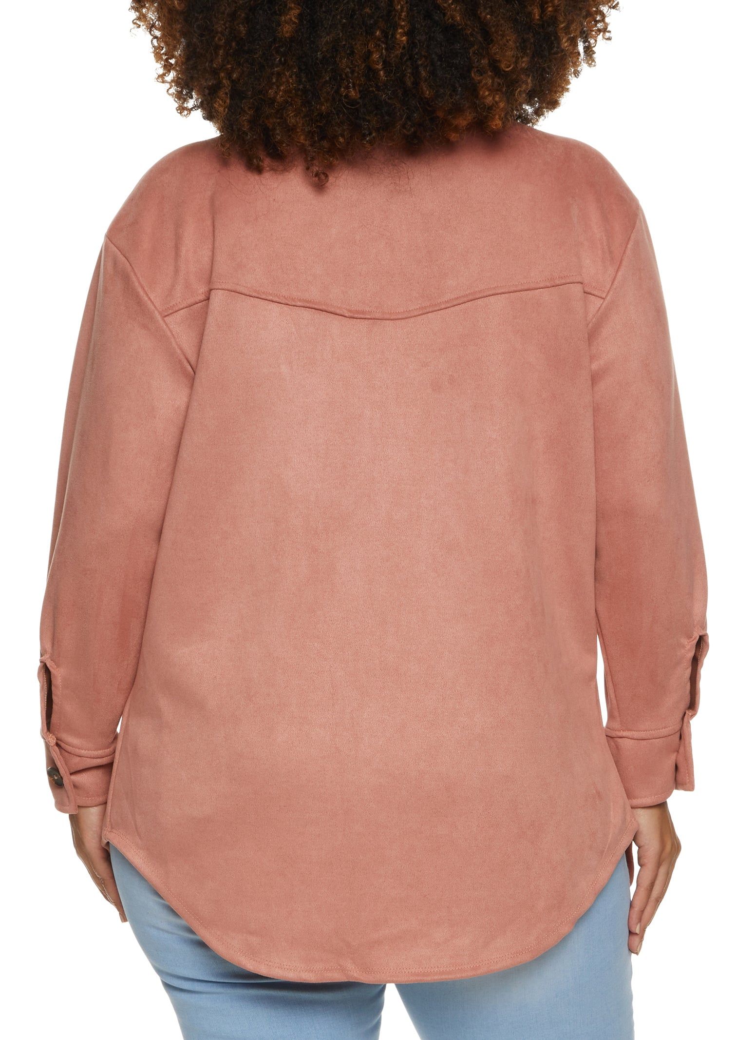Plus Size Faux Suede Button Front Shirt sold by Rainbow product image thumbnail 2