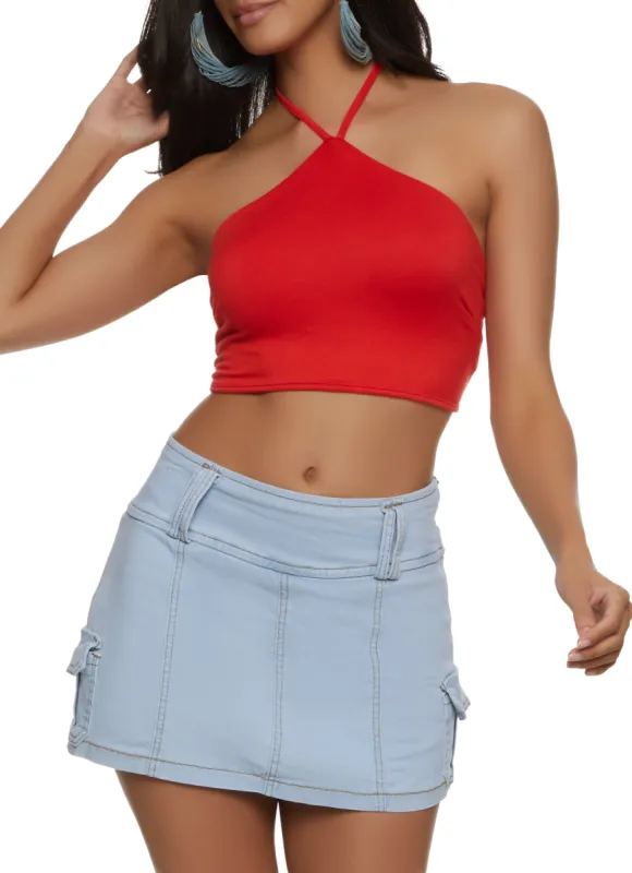 Iris Tie Back Halter Neck Crop Top sold by Rainbow